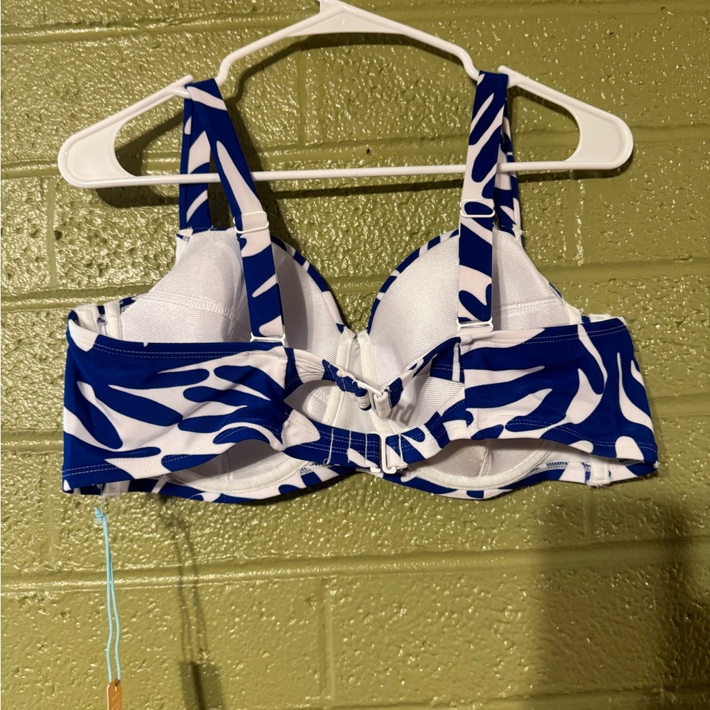 Blue and White  Bikini Top